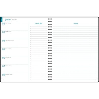 3660942086257-Exacompta Cordoba Easytime - Agenda de bureau 21 x 27 cm - 2025 - semainier - reliure à anneaux métalliques - 27S - ivoire - floral - disponible dans diff--3