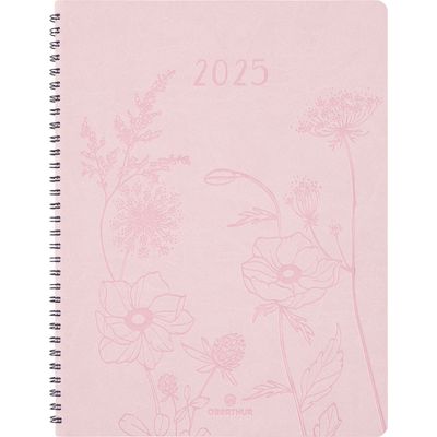 3664447204840-Agenda à spirale Primrose - 1 semaine sur 2 pages - 22 x 28 cm - rose - Oberthur--0