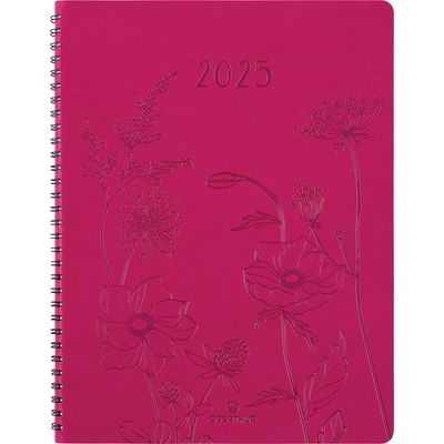 3664447204864-Agenda à spirale Primrose - 1 semaine sur 2 pages - 22 x 28 cm - fuchsia - Oberthur--0