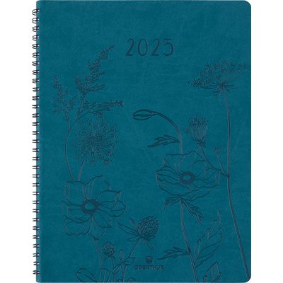 3664447204871-Agenda à spirale Primrose - 1 semaine sur 2 pages - 22 x 28 cm - vert canard - Oberthur--0