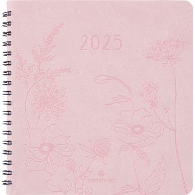 3664447204956-Agenda à spirale Primrose - 1 semaine sur 2 pages - 16,5 x 16,5 cm - rose - Oberthur--0