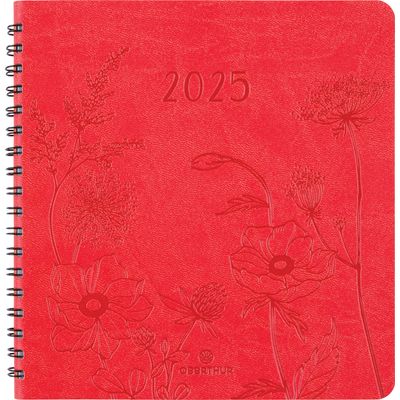 3664447204963-Agenda à spirale Primrose - 1 semaine sur 2 pages - 16,5 x 16,5 cm - corail - Oberthur--0