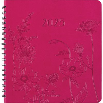 3664447204970-Agenda à spirale Primrose - 1 semaine sur 2 pages - 16,5 x 16,5 cm - fuchsia - Oberthur--0