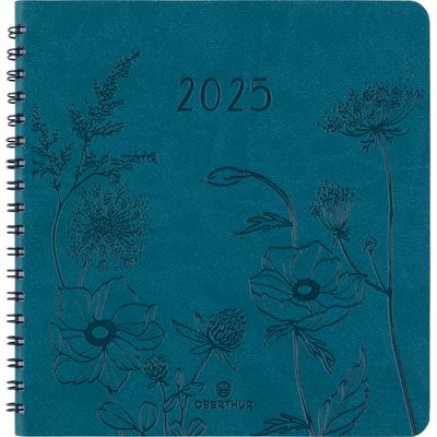 3664447204987-Agenda à spirale Primrose - 1 semaine sur 2 pages - 16,5 x 16,5 cm - vert canard - Oberthur--0