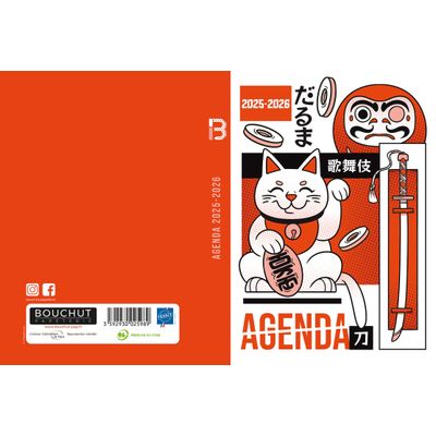 3592930025989-Agenda RDC reliure intégra année scolaire BOUCHUT "Manga rouge" 12,5 x 17,5 cm --1