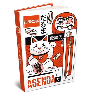 3592930025989-Agenda RDC reliure intégra année scolaire BOUCHUT "Manga rouge" 12,5 x 17,5 cm --0