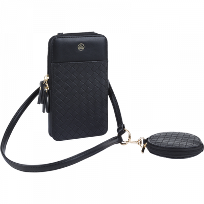 3664447203928-Oberthur Lisbonne - Sac Téléphone Noir – Petit Sac Bandoulière Élégant Mix-Matière, Porte-Monnaie Am-P_405246753_1-0