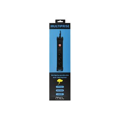 3700224762391-MCL PPS-03PI - Multiprise parafoudre 3 prises avec interrupteur - parasurtenseur 3500 W-Avant-1