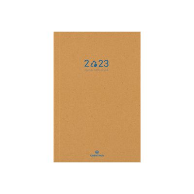 3664447132563-Oberthur - agenda recyclé - 160 x 240 mm - marron-Avant-0