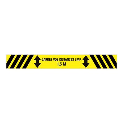 8711234040770-Pickup - Adhésif de signalisation au sol"veuillez garder une distance de 1,5m" - noir/jaune - 80 -Avant-0