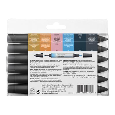 884955073988-ProMarker Watercolour - 6 Marqueurs double pointe - tons ciel-Arrière-3