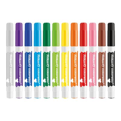 4012700814586-Pelikan Colorella - 12 marqueurs - noir, rouge, bleu clair, jaune, orange, brun, rose, vert clair, gris, bleu foncé-Avant-0
