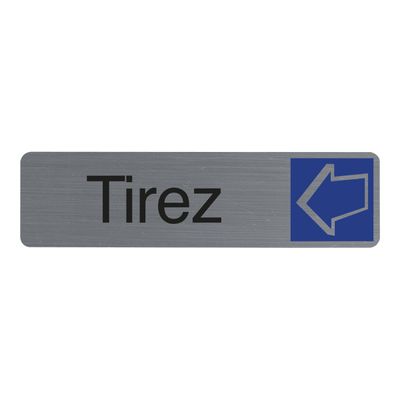 3130630671565-Exacompta - Plaque de signalisation Tirez - 165 x 44 mm - aluminium brossé-Avant-0