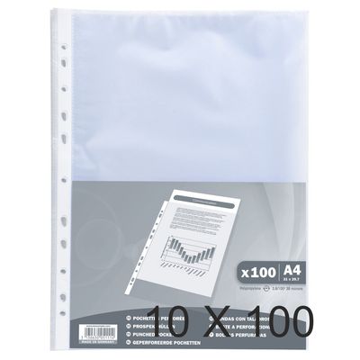 3130632051112-Exacompta - 10 Packs de 100 Pochettes perforées - A4 - grainées - 4/100--0