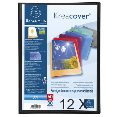 3130632057312-Exacompta KreaCover - 12 Porte vues personnalisable - 60 vues - A4 - noir--0