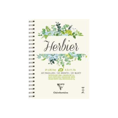 3329689751780-Clairefontaine - Cahier herbier à spirale - A4 - 64 pages - pages blanches-Avant-0