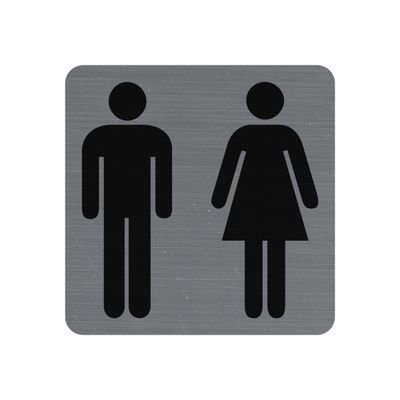 3130630671787-Exacompta - Plaque de signalisation Toilettes - 75 x 75 mm - aluminium brossé-Avant-0