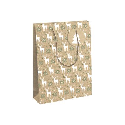 5033601497301-Clairefontaine Lovely Home Green Large - Sac cadeau blanc - 26,5 cm x 14 cm x 33 cm-Angle gauche-0