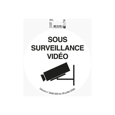 3130630670483-Exacompta - Plaque de signalisation Surveillance caméra  - 20 cm diamètre - vinyle - noir-Avant-0
