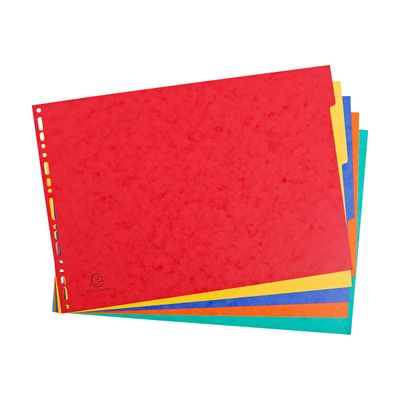 3141879909883-Exacompta - Pack de 20 intercalaires 5 positions - A3 - couleurs assorties-Avant-1