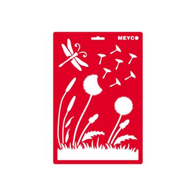 4028245660472-MEYCO - Pochoir artisanal - pissenlits - plastique-Avant-0