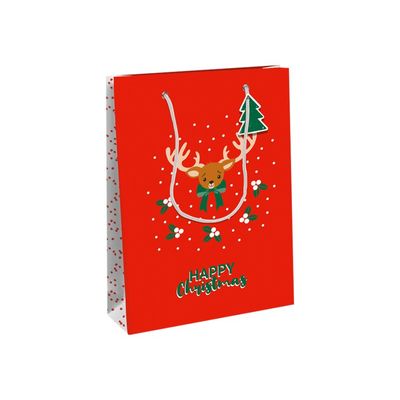5033601498186-Clairefontaine - Sac cadeau - 26,5 cm x 14 cm x 33 cm - flocons rouge-Angle gauche-0