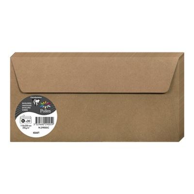 3329680290059-Pollen - 20 Enveloppes - 110 x 220 mm - 135 g/m² - kraft-Angle droit-3