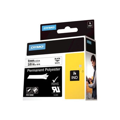 0071701184825-Dymo - Ruban d'étiquettes polyester auto-adhésives - (9 mm x 3,5 m) - fond blanc écriture-Angle droit-2