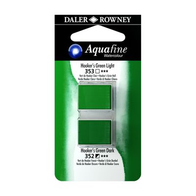 5011386118031-Daler-Rowney Aquafine - Ensemble de peinture - 2 parties - aquarelle - 2 couleurs - hooker's green light, vert de Hooker fonc--0