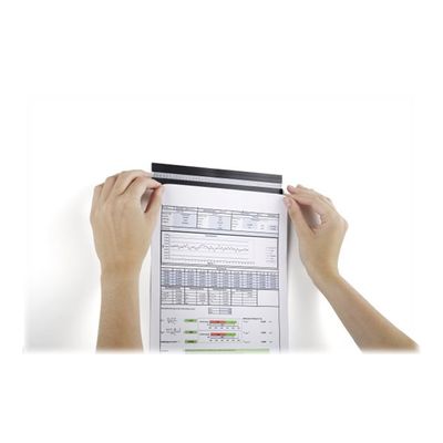 4005546990941-Durable Durafix - 5 Barres d'affichage adhésives 210 mm - noir - pour documents A4 portrait o-Gros plan-2