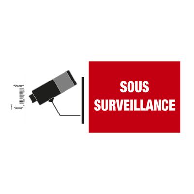 3130630671077-Exacompta - Panneau de signalisation adhésif - Sous surveillance - 300 x 150 mm - vert-Avant-0