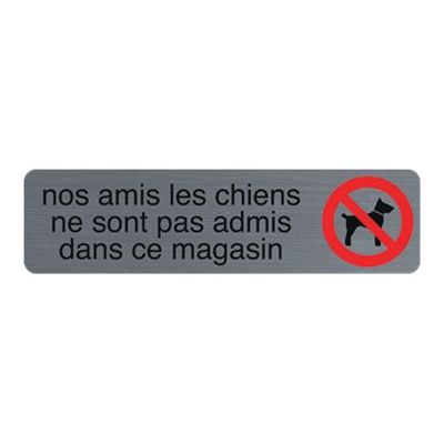 3130630671763-Exacompta - Pictogramme - Interdit aux chiens - 44 x 165 mm - aluminium brossé-Haut-0