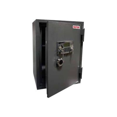 8717056679822-Reskal FS-E38 - Coffre-fort ignifuge 39L - à code et à clé - acier noir-Ports / commandes-0