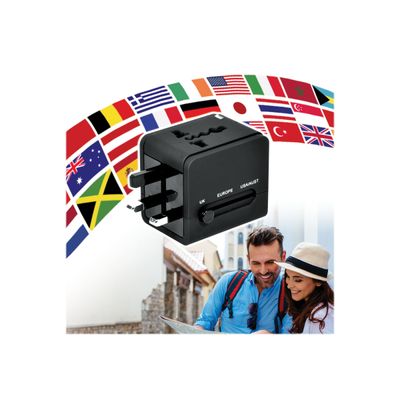 3567049000264-PORT World Travel - adaptateur secteur - USB-Angle gauche-0
