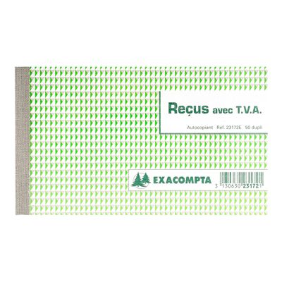 3130632231729-Exacompta - 20 Manifolds Carnets de reçus avec TVA - 50 dupli - 10,5 x 18 cm-Avant-1