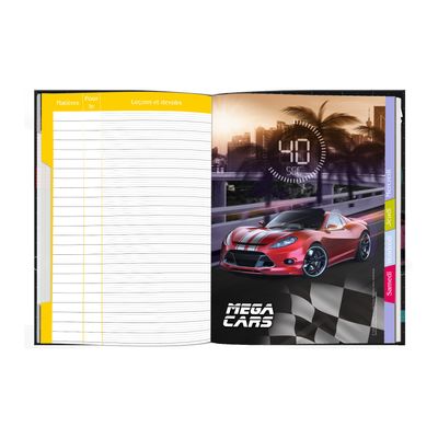 3108720514733-Megacars - Cahier de textes - 15,5 x 22 cm - 2 décors au choix - Oberthur--3