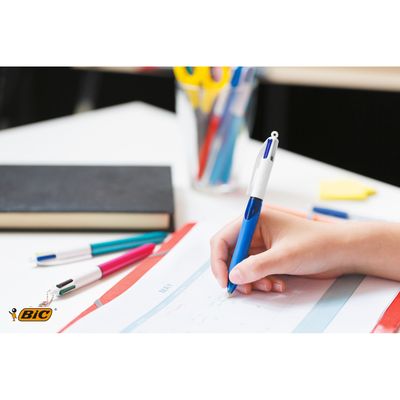 3086123372375-BIC 4 Couleurs Grip - Stylo à bille 4 couleurs - noir, rouge, bleu, vert - rétractable--4