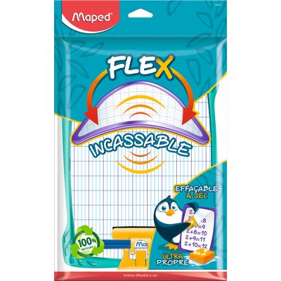 3154145835106-Maped - Kit ardoise blanche incassable - avec feutre et effaceur  - double face grands carreaux (seyes) - disponible dans diff--0