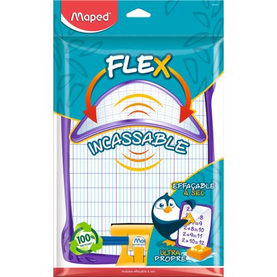 3154145835106-Maped - Kit ardoise blanche incassable - avec feutre et effaceur  - double face grands carreaux (seyes) - disponible dans diff--1