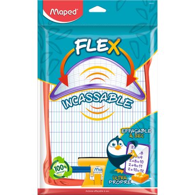 3154145835106-Maped - Kit ardoise blanche incassable - avec feutre et effaceur  - double face grands carreaux (seyes) - disponible dans diff--2
