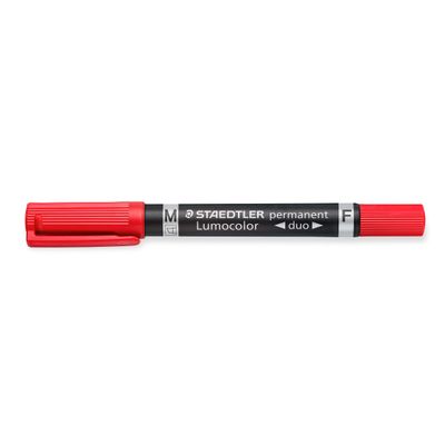 4007817348000-STAEDTLER LUMOCOLOR Duo - Marqueur permanent - double pointe fine et moyenne - rouge--0