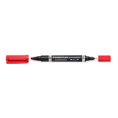 4007817348000-STAEDTLER LUMOCOLOR Duo - Marqueur permanent - double pointe fine et moyenne - rouge--1