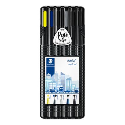 4007817340196-STAEDTLER triplus Black box - Pack avec stylo à bille, feutre fin, surligneur, porte-mine et stylo à --0