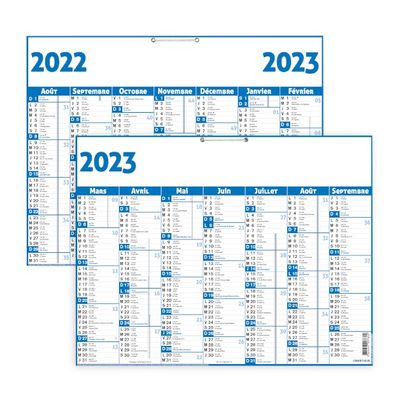 3108720570883-Calendrier bleu - 57 x 41 cm - 7 mois par face - Oberthur--0