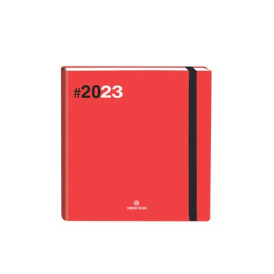 3664447135199-Agenda Flex - 1 semaine sur 2 pages - 16 x 16 cm - rouge - Oberthur--0