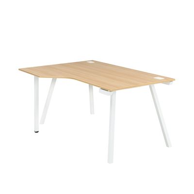3483600495471-Bureau compact à gauche SUNDAY - 160 cm - Pieds trapèze - Chêne--0