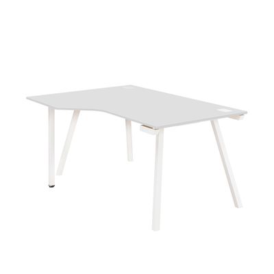 3483600495570-Bureau compact à gauche SUNDAY - 160 cm - Pieds trapèze - Gris--0