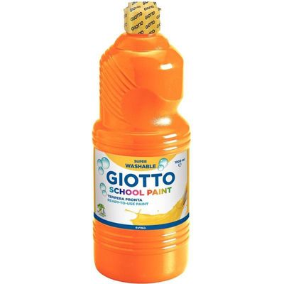 8000825977053-Giotto School - Gouache ultra lavable - orange - bouteille d'1 L--0