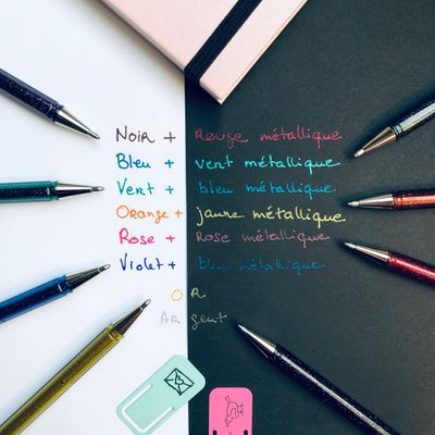 0884851024541-Pentel - Roller encre metallique pailletée - 1 mm - noir/rouge--1