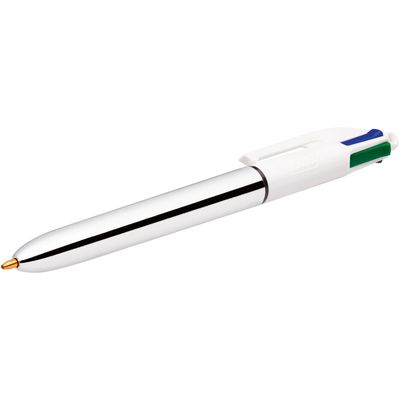 3086123343979-BIC 4 Couleurs Shine - 12 Stylos à bille 4 couleurs - corps argenté métallisé--1